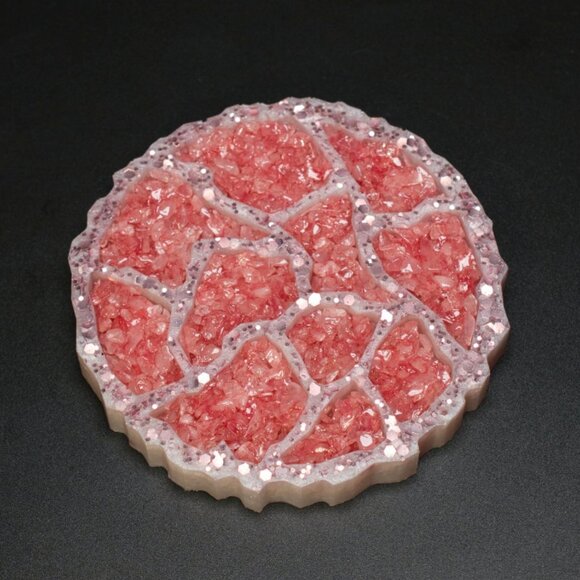 Rose Quartz Geode Agate Coasters – Set of 2 | Wine Coasters | Coffee Coasters - Picture 3 of 5